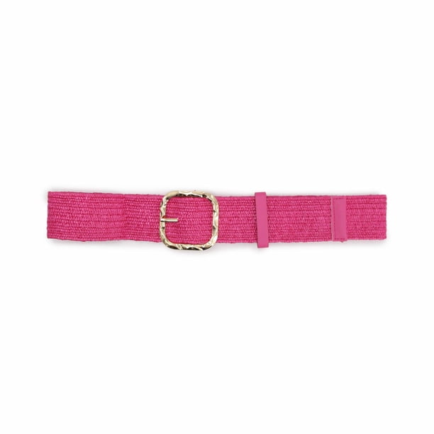 Cinturón elasticado hebilla metálica cuadrada fucsia Talla Única