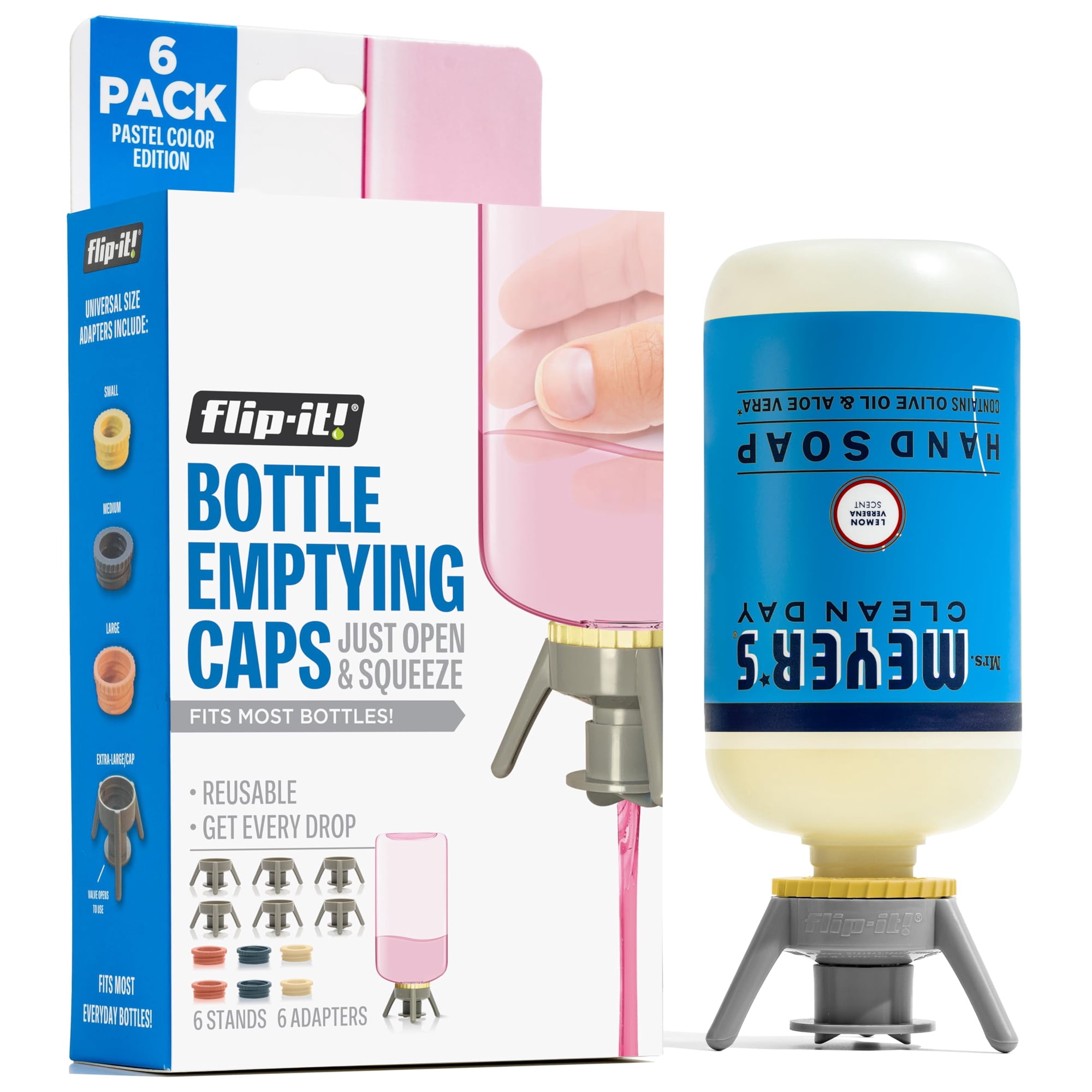 Kit De Vaciado De Botellas Flip-it! Paquete De 6 Botellas Con Tapas Y Adaptadores