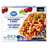 Plato Preparado Macarrones Con Carne 454 G Great Value