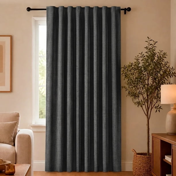 Casa Nerola Cortina Blackout Textura Lino 140 x 220 cm Poliéster 1 Paño Gris