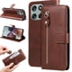 thumbnail image 1 of Funda tipo cartera para Motorola Moto G56 con bolsillo con cremallera y ranuras para tarjetas – Función de soporte Marrón, 1 of 5