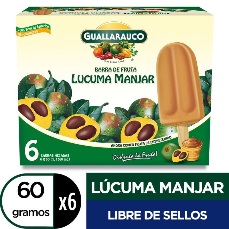 Helado De Agua En Barra Sabor Lúcuma Manjar Caja 6 Un Guallarauco