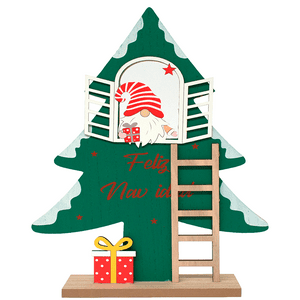 Wakeshome - Adorno De Navidad Arbolito De Madera Con Nomo 30*16Cm