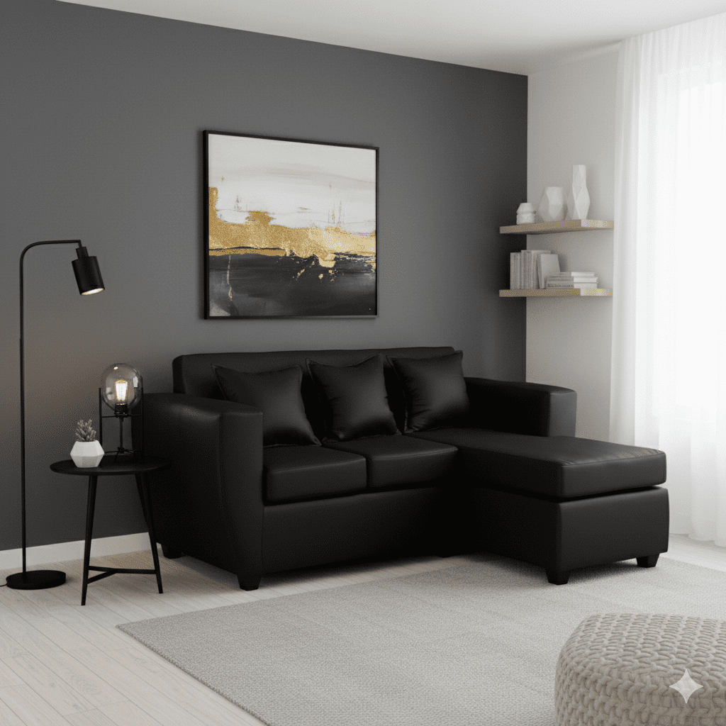 Deco Outlet - Seccional Kansas 3.1 Tela Negro