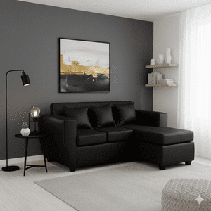 Deco Outlet - Seccional Kansas 3.1 Tela Negro