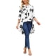 thumbnail image 2 of INSPIRE CHIC Blusa Casual Elegante de Mujer con Tops Asimétricos Florales de Manga 3/4, Cuello en V, Suelta, con Botones, Larga por Detrás, Talla L, Blanca, 2 of 5