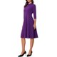 thumbnail image 4 of INSPIRE CHIC Vestido Vintage para Mujer con Mangas 3/4, Cuello Mao, Vestido de Línea A para Oficina, Talla S, Púrpura Oscuro, 4 of 6