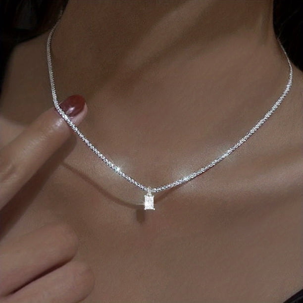 Elegant Sparkling Square Cross Zircon Pendant Necklace for Women and Girls - Stunning Jewelry for Any Occasion