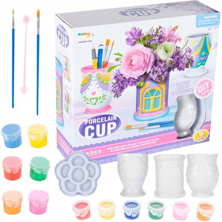 Oem - Juego De Floreros Para Pintar Juego De Tazas Niñas Creativo