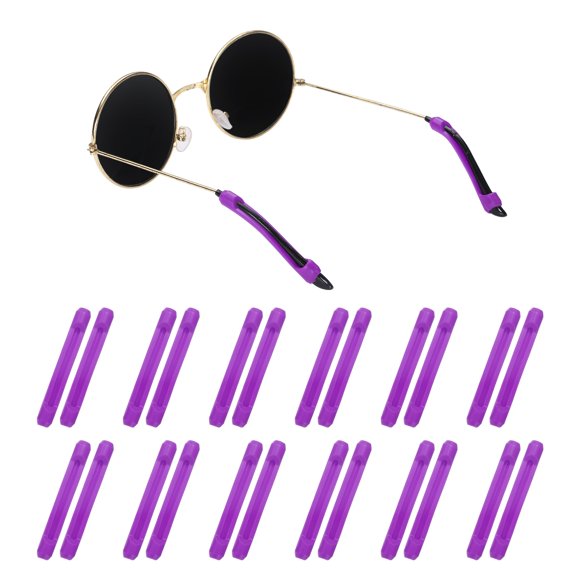 Uxcell 24 pares de fundas de retención de puntas de sien de silicona para gafas antideslizantes, comodidad elástica, púrpura