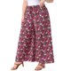 thumbnail image 4 of Pantalones Anchos de Pierna Floral de Talla Grande para Mujer de Agnes Orinda, con Lazo Frontal, Estilo Boho, Fluidos, Casuales, de Playa, con Bolsillos 1X Negro Rosa, 4 of 6
