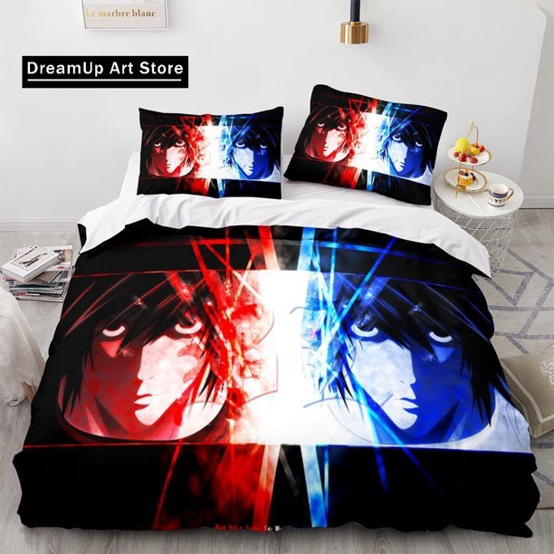 Fashion Death Note L Bedding Set Boys Girls Duvet Cover Pillowcase Bed Set Adult Bedroom