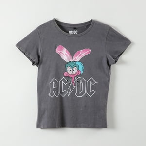 Ac/Dc - Polera Manga Corta Mujer Logo Negro Ac Dc