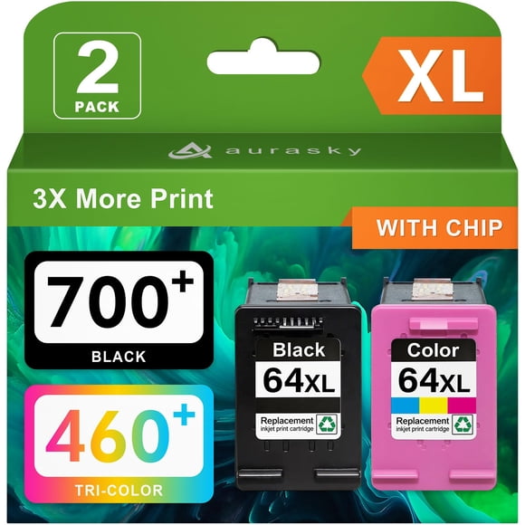 Cartuchos de tinta AURASKY 64XL negro y color para HP 7800