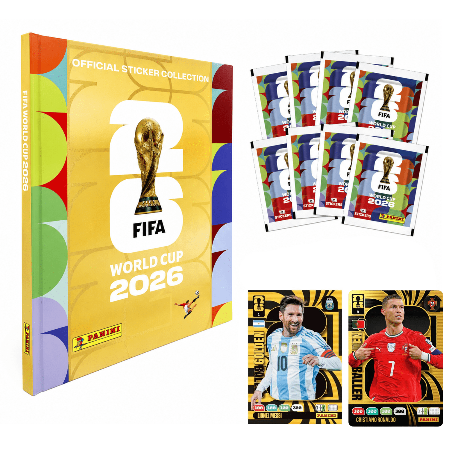 Panini - Album Mundial Fifa 2026 Gold 8 Sobres 2 Cartas Adrenalyn