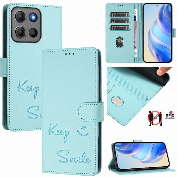 Funda Cartera para Motorola Moto G15 Power con Bloqueo RFID, Cierre Magnético y Ranuras Tarjetas Verde