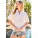 thumbnail image 1 of Camisa de Cuello Alto con Botones y Aberturas Laterales de Gran Tamaño en Color Liso, Blanca, Talla M, 1 of 4