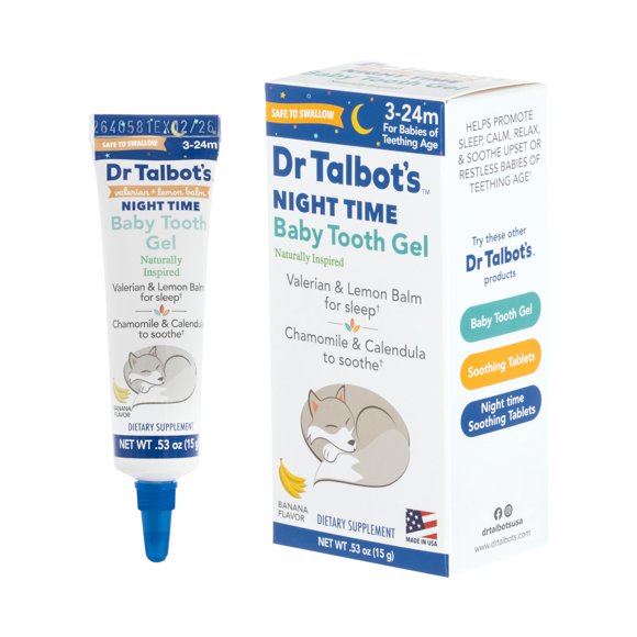 Gel de dientes para bebés Dr. Talbot's Night Time con sabor a plátano, 15 ml