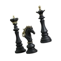Bothyi - 3 Piezas De Piezas De Ajedrez, Estatuas De Resina De Regalo, Esculturas Para Dormitorio, Mesa De Café, Color Negro