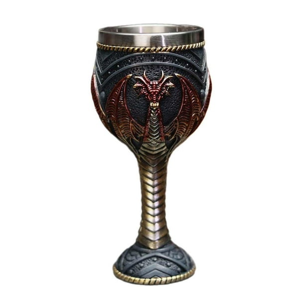 Copa medieval vintage, vaso para beber con diseño de dragón, novedad, regalo multiusos para aniversario, decoración, artículos para beber ceremoniales rojo