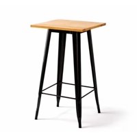 Artihogar - Mesa Tolix Bar 60X60X107 Cm Con Cubierta En Madera 30 Mm