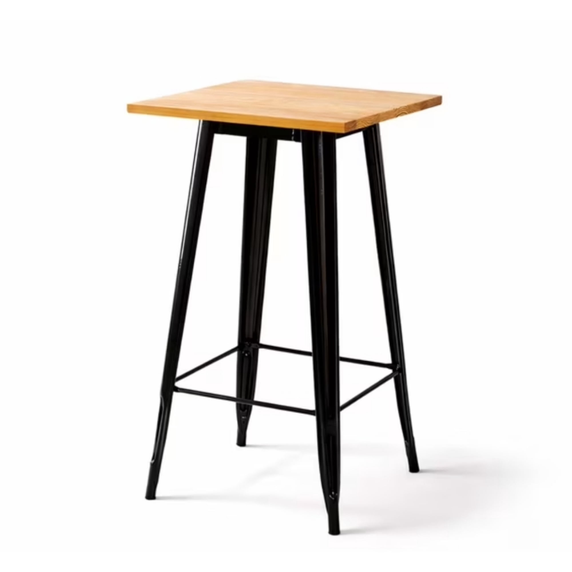 Artihogar - Mesa Tolix Bar 60x60x107 Cm Con Cubierta En Madera 30 Mm