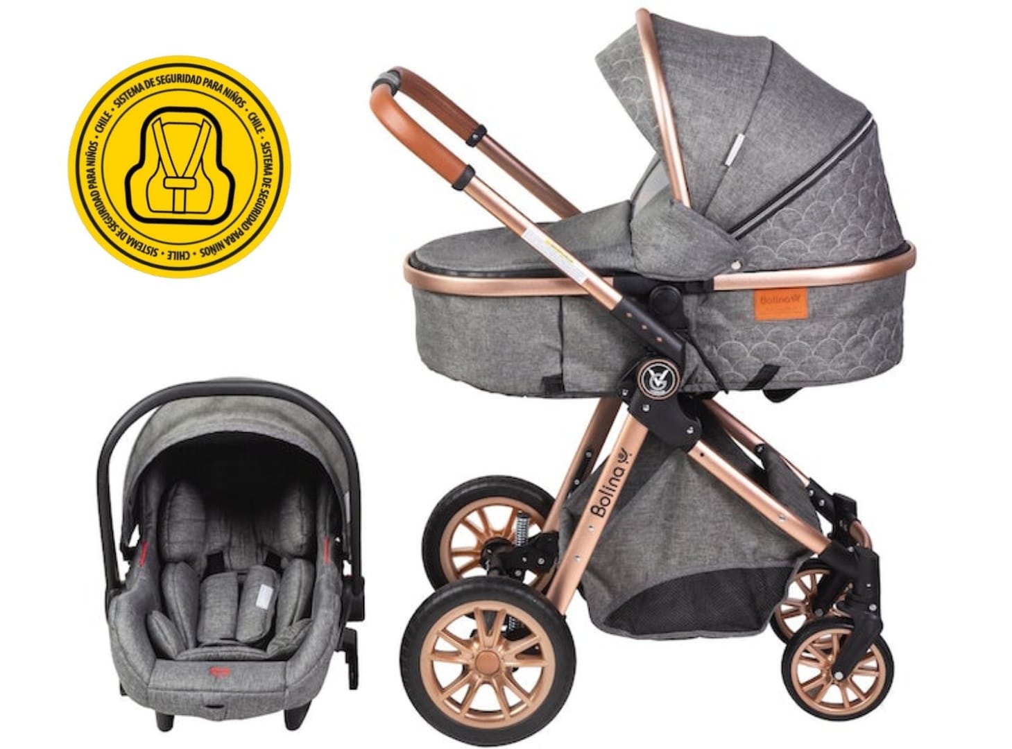 Voyage - Coche Bolina Con Silla De Auto Modelo Exclusivo Grey Nuevo