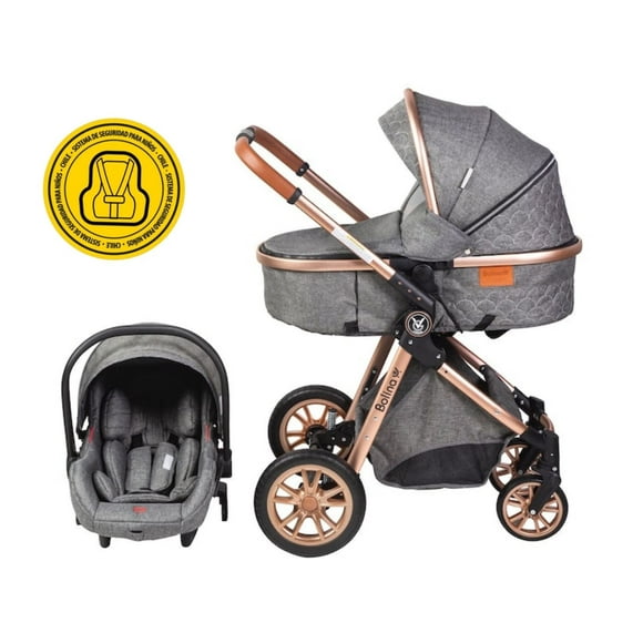 Coche bolina con silla de auto modelo exclusivo grey nuevo