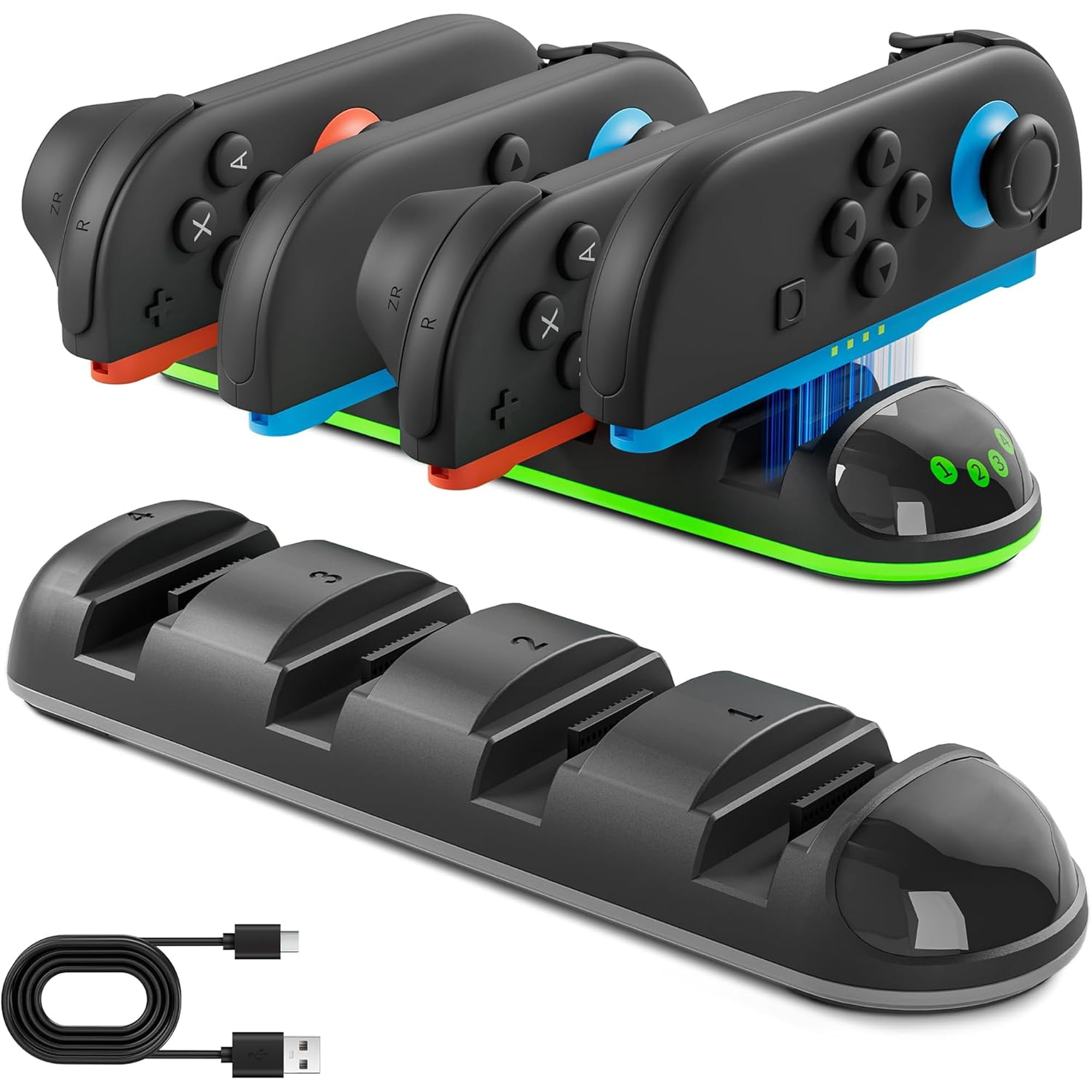 Genérico - Base De Carga 4 En 1 Para Controlador De Switch 2 - Soporte Magnético Portátil De Carga Rápida Con Cable Usb Tipo-c