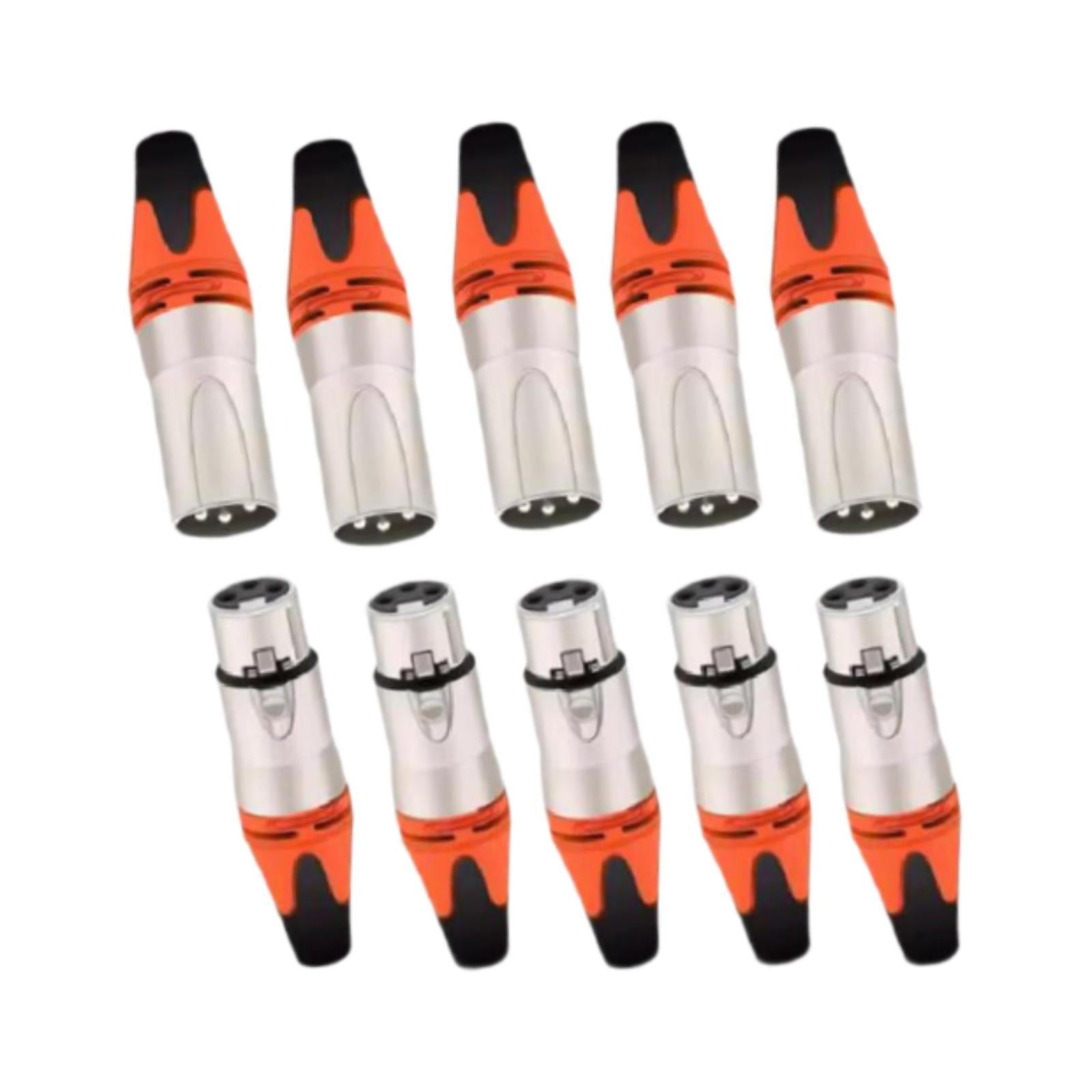 Magideal - Conexión De Micrófono De Cable Xlr 10x Micrófono Masculino Y Femenino, Enchufe De Línea De Micrófono De Encogimiento De Audio De Aleación Para Actuaci Naranja