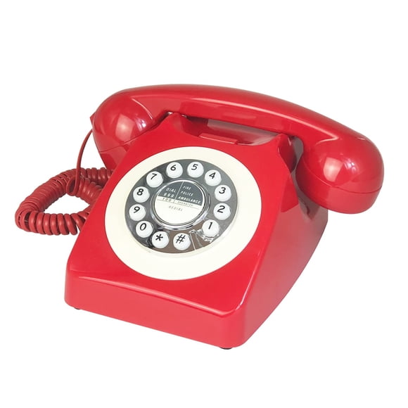 Teléfono retro con cable TelPal Red, teléfono clásico de los 80