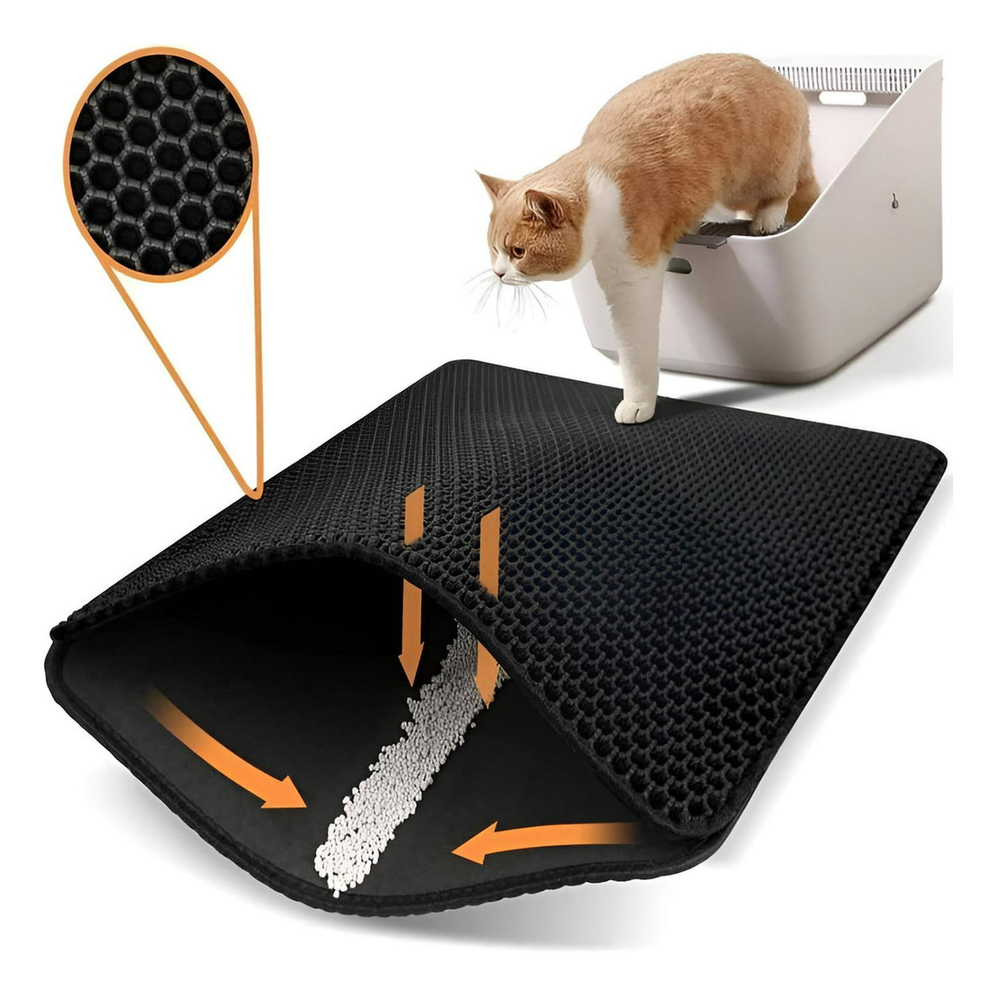 Genérico - Alfombra Recoge Arena De Gatos Lavable Estera Para Residuos Negro 40x55cm