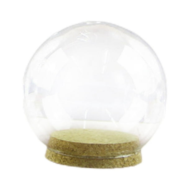 Pantalla Transparente con Decoración de Base de Corcho, Decoración de Mesa, Coleccionables, Soporte de Cristal, Cubierta de Escaparate para Encimeras, 12cmx12cmx12cm