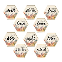 Bothyi - Números De Mesa De Madera Con Soportes Geométricos Hexagonales Para Centro De Mesa De Catering