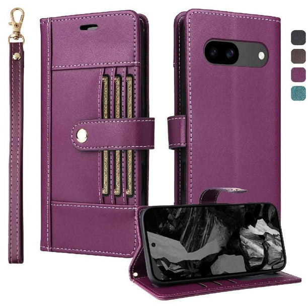 FOXDOCK Funda tipo Cartera para Google Pixel 8A – Cubierta de Cuero PU con Múltiples Ranuras, Bolsillo para Efectivo y Correa de Muñeca