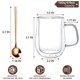 thumbnail image 2 of Tazas de café COMOME de vidrio de doble pared, 470 ml, juego de 4 con cucharas, 2 of 8