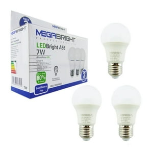 Megabright - Ampolleta Led A55 Clásica 7W/6400K E-27 Pack X 3