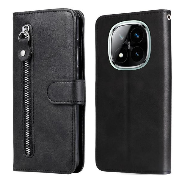 Funda con Cremallera para Xiaomi Poco X7 5G, Carcasa Cartera de Cuero PU con Soporte y Tarjetero