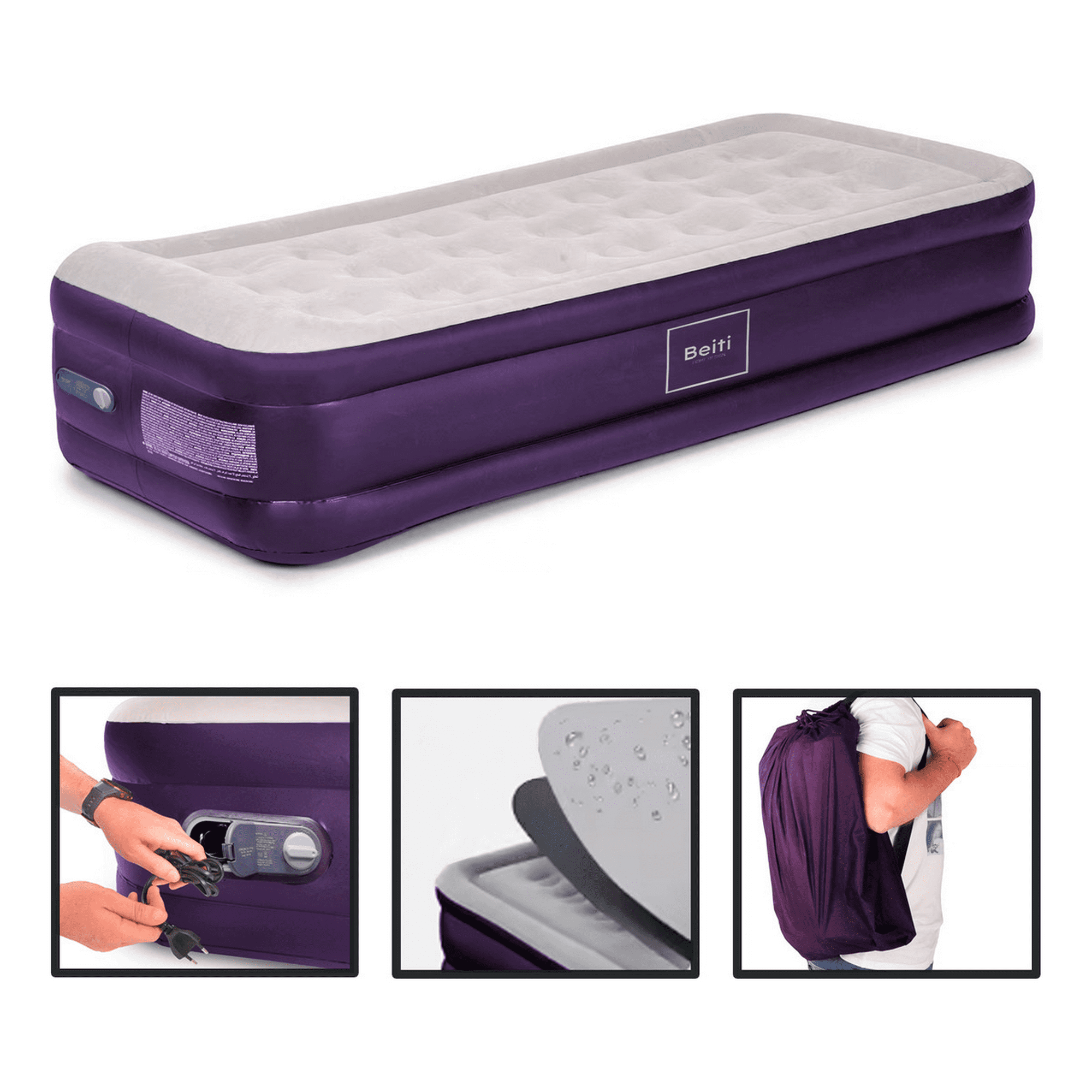 Genérico - Colchon Inflable Electrico Camping Glamping 1 Plaza 45cm