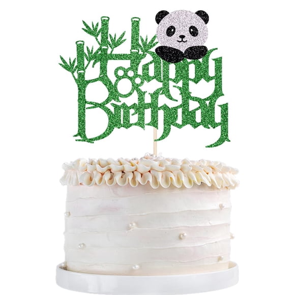 Decoración de tarta Qertesl Panda, feliz cumpleaños, animales de la jungla