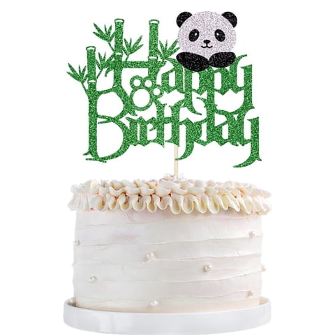Decoración De Tarta Qertesl Panda, Feliz Cumpleaños, Animales De La Jungla