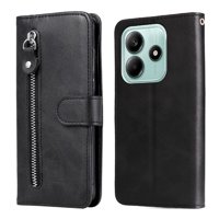Gangxun - Funda Con Cremallera Para Xiaomi Poco M7 Pro 5G, Carcasa Cartera De Cuero Pu Con Soporte Y Tarjetero