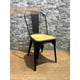 thumbnail image 2 of Silla Tolix de metal con Asiento de Madera Apilable Negra, 2 of 4
