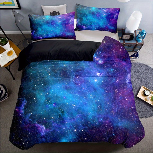 2/3- Pieces -down Quilt -Cover G-alaxy- Outer S-pac-e Them-e Beddin-g Suit Soft and -Comfortab-le -B-edding Set- Suit