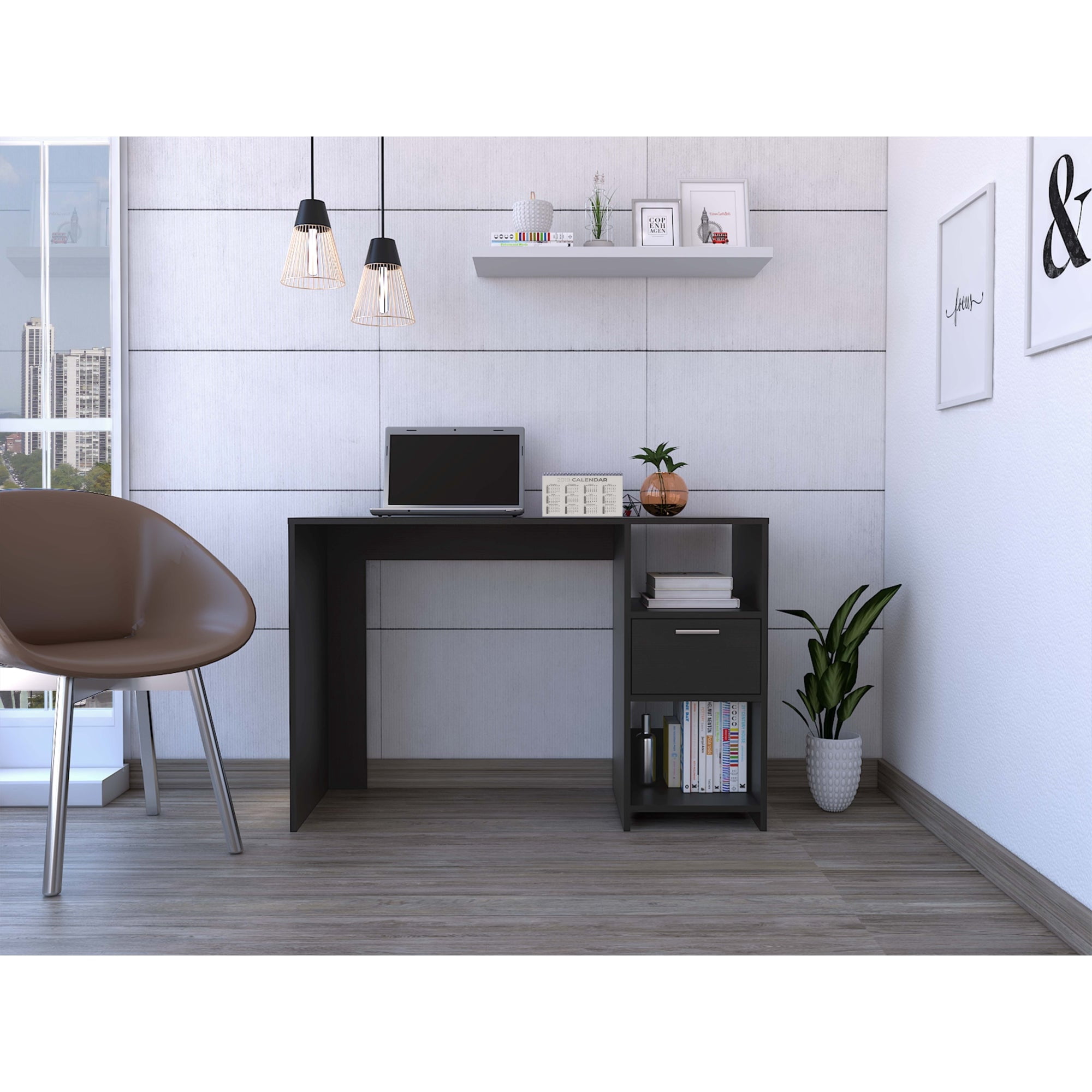 Tuhome - Escritorio Recto 1 Cajon Omma 73x110x43,3 Cm Negro