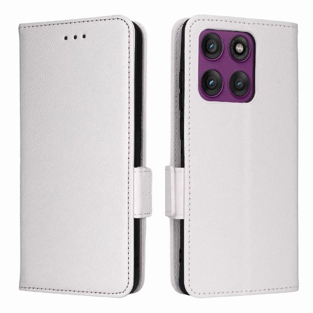 Funda Cartera para Motorola Moto Edge 60 Pro Tapa Flip con Ranuras y Soporte Blanco