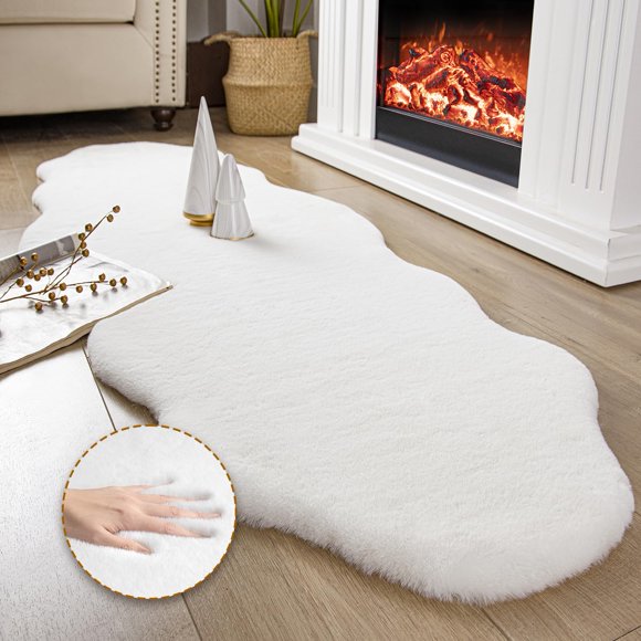 Alfombra Ashler Home Deco 183 cm x 61 cm, color blanco, pelo sintético