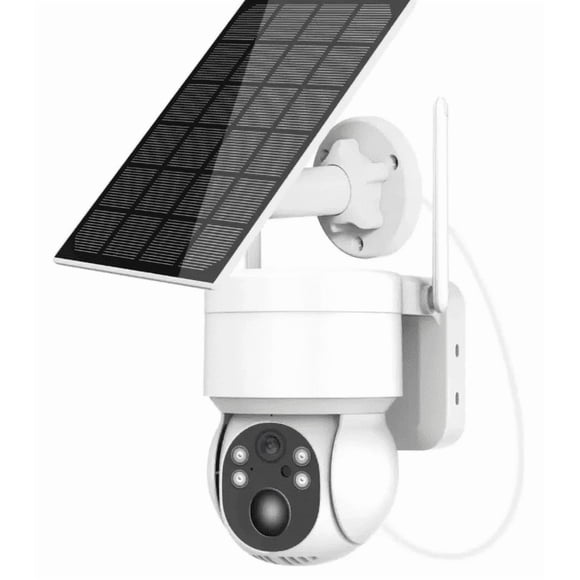 Cámara Inalámbrica 360° Solar Wifi Hd Con Visión Nocturna Color Blanco