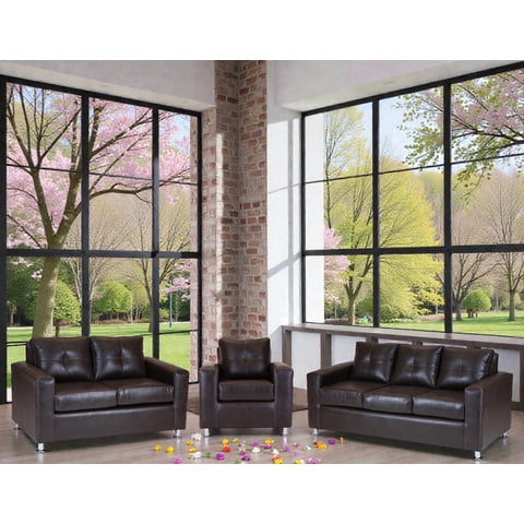Muebles Altiro - Living Asiria 321 - Cuero Sintetico Pu Café