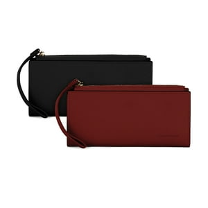 Carven Paris - Pack 2 Billeteras De Mujer Delia Negro Y Rojo